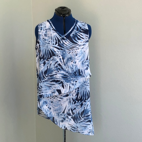 Sami & Jo Sheer Blue White Top Blouse  Size XL - Picture 2 of 6